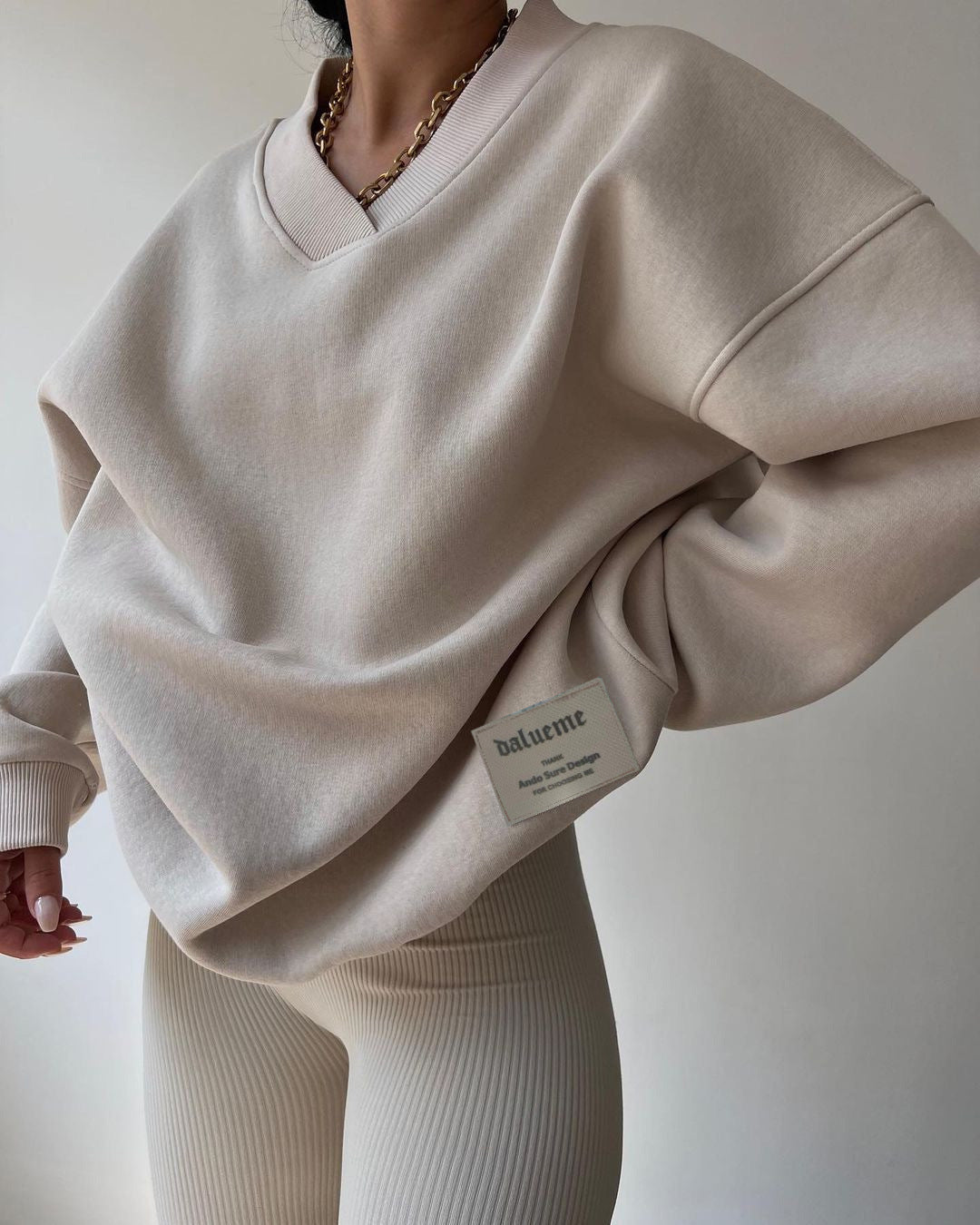 Women's Loose Sweater V-neck Long Sleeve